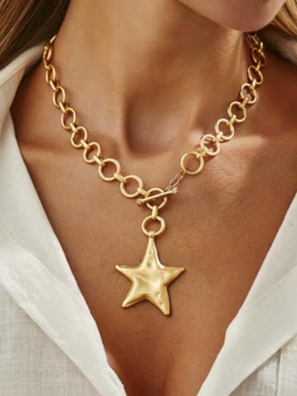 Big Star Necklace Chunky Necklace for Women Boho Thick Chain Statement Necklace